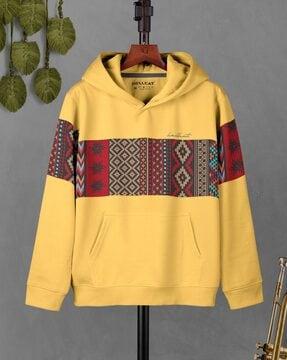 graphic print round-neck hoodie