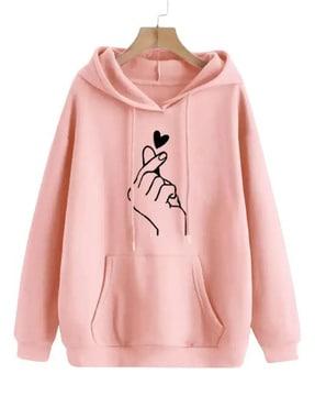 graphic print round-neck hoodie