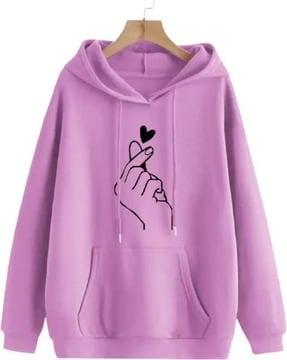 graphic print round-neck hoodie