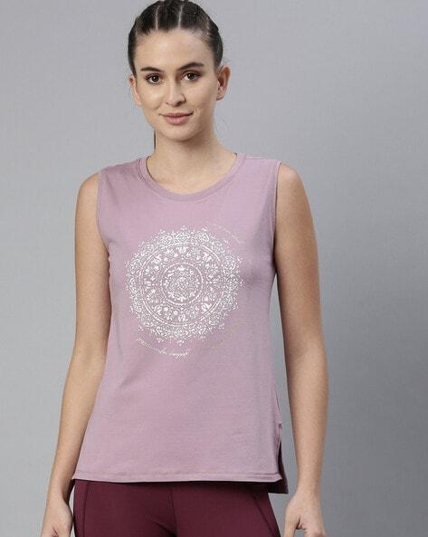 graphic print round-neck tank top