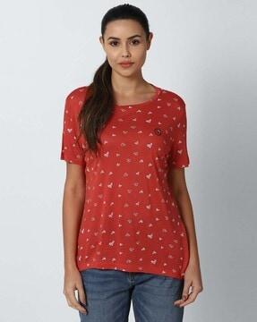 graphic print round-neck top