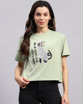 graphic print round-neck top