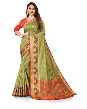 graphic print saree with blouse piece