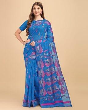 graphic print saree with blouse piece