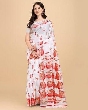 graphic print saree with blouse piece