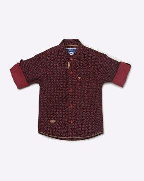 graphic print shirt with patch pocket