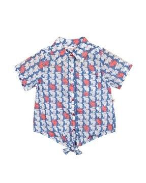 graphic print shirt with tie-up