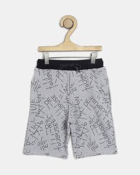 graphic print shorts with drawstrings