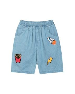 graphic print shorts with elasticated waist