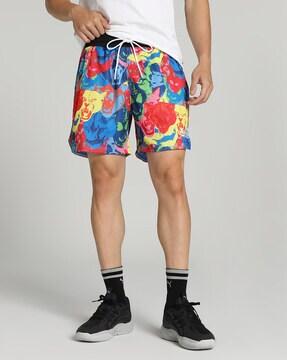 graphic print shorts with insert pockets