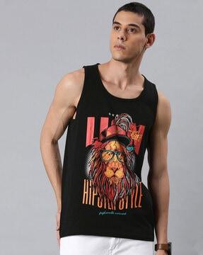 graphic print sleeveless t-shirt