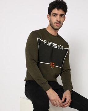 graphic print slim fit crew-neck sweatshirt