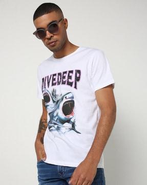 graphic print slim fit crew-neck t-shirt