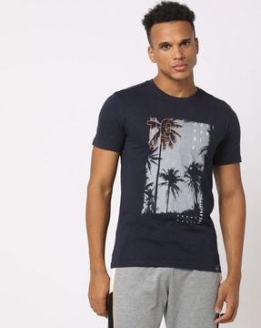 graphic print slim fit crew-neck t-shirt