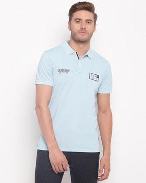 graphic print slim fit polo t-shirt