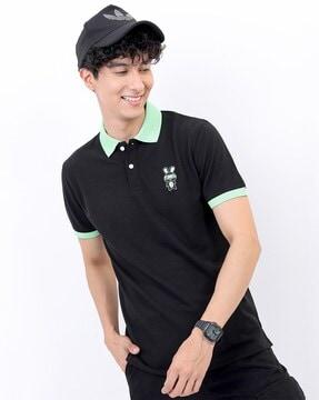 graphic print slim fit polo t-shirt