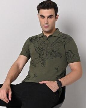 graphic print slim fit polo t-shirt