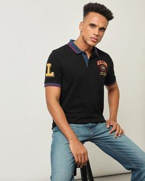 graphic print slim fit polo t-shirt