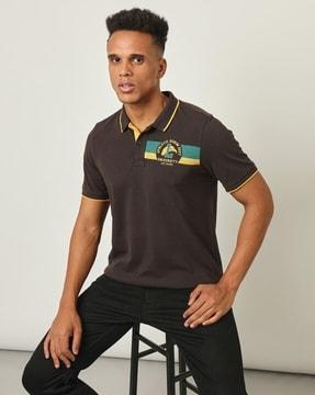 graphic print slim fit polo t-shirt