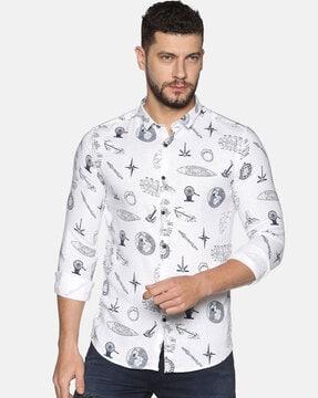 graphic print slim fit shirt