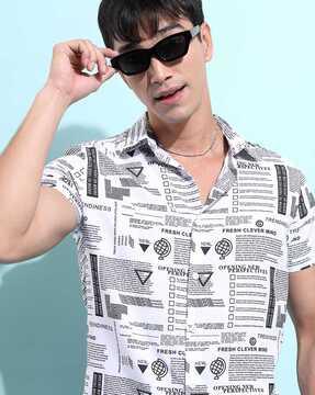 graphic print slim fit shirt