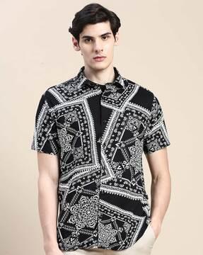 graphic print slim fit shirt