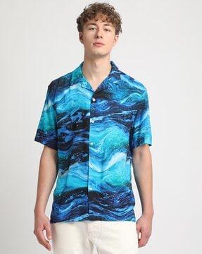 graphic print slim fit shirt