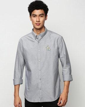 graphic print slim-fit shirt