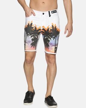graphic print slim fit shorts