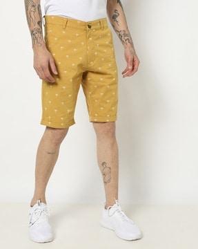 graphic print slim fit shorts