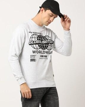 graphic print slim fit sweatshirt