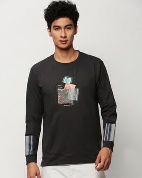 graphic print slim fit sweatshirt