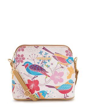 graphic print sling bag with detachable strap