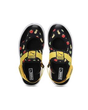 graphic print slip-on sandals