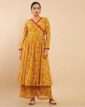 graphic print straight kurta set