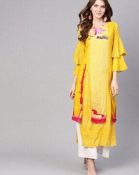 graphic print straight kurta