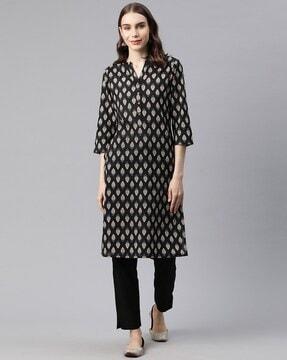 graphic print straight kurta