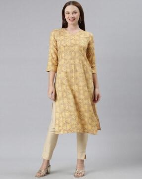 graphic print straight kurta