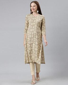 graphic print straight kurta