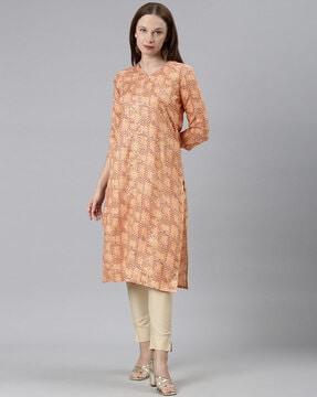 graphic print straight kurta