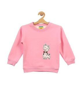 graphic print sweatshirt with bow accent