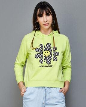 graphic print sweatshirt with drawstring