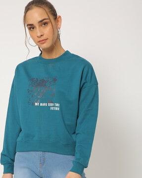 graphic print sweatshirt with drop-shoulder sleeves