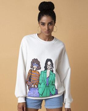 graphic print sweatshirt with full sleeves