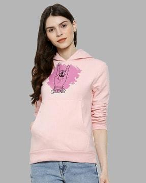 graphic print sweatshirt with kangaroo pockets