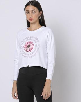 graphic print sweatshirt with raglan sleeves