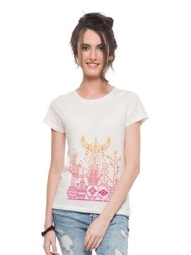 graphic print t-shirt  with short sleeves