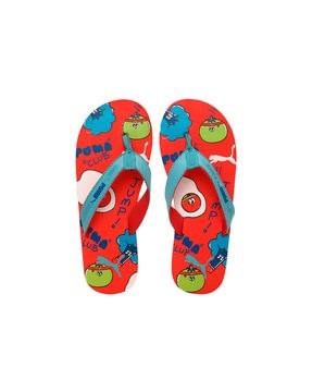 graphic print thong flip-flops