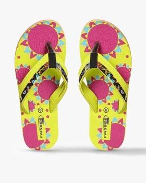 graphic print thong-strap flip flops