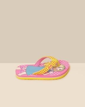 graphic print thong strap flip-flops